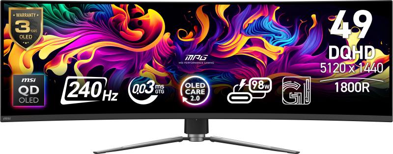 Monitor Consumer MSI MPG 491CQPX QD-OLED, 49", 5120 x 1440