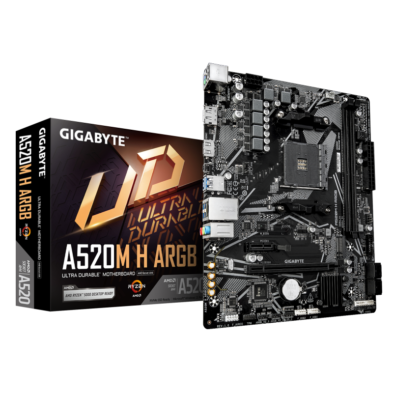 Placa de baza Gigabyte A520M H ARGB, Socket AM4, DDR4,