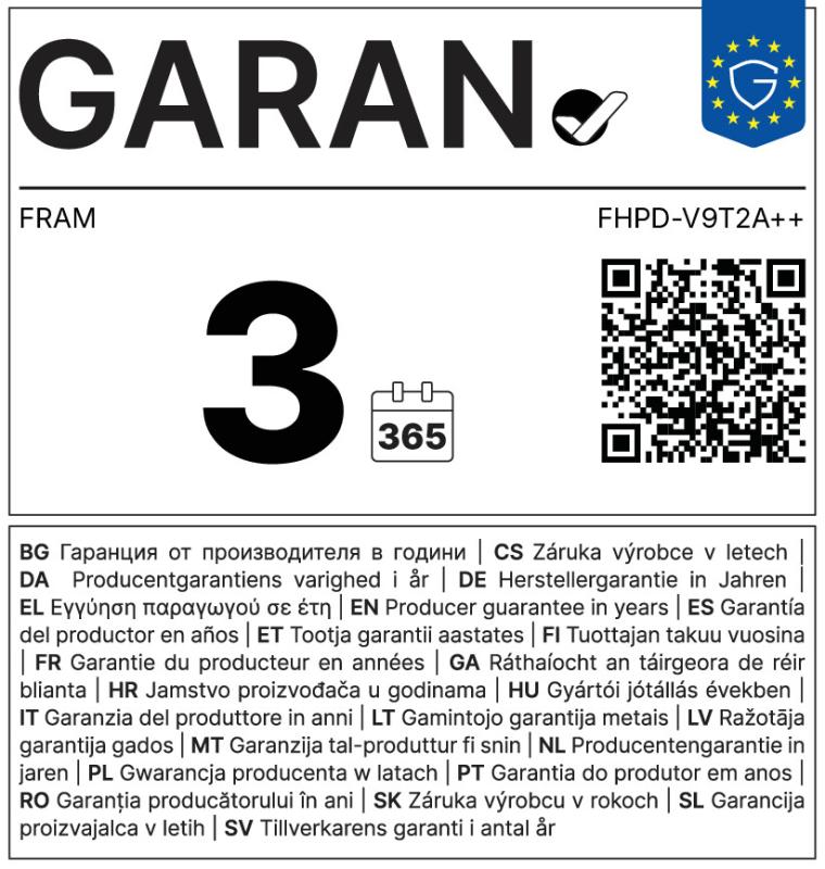 Uscator de rufe FRAM FHPD-V9T2A++, 9 kg, Clasa: E, Alb - imagine 3