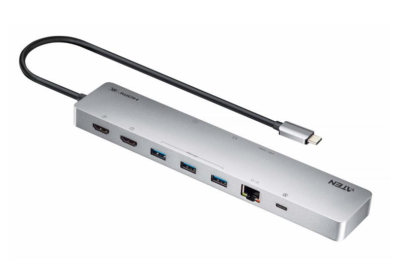 Docking station ATEN UH3240-AT, USB tip-C, 100W, argintiu, 2 ani