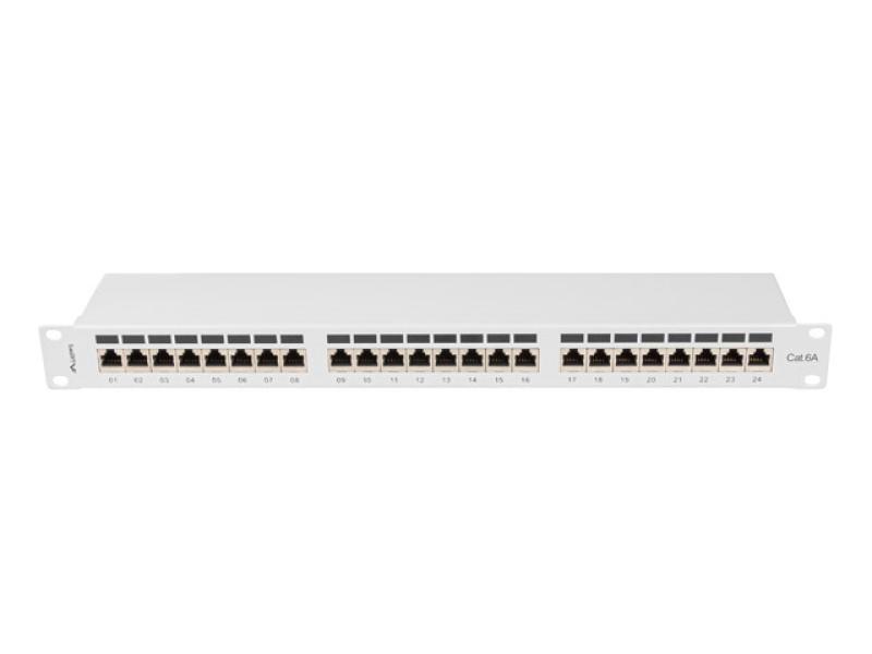 Patch panel 24 porturi 1U 19" Cat.6A FTP cu organizator