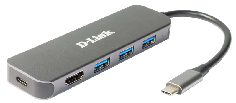 Docking station D-LINK DUB-2333, USB Type-C, 60W, Gri, 2 ani