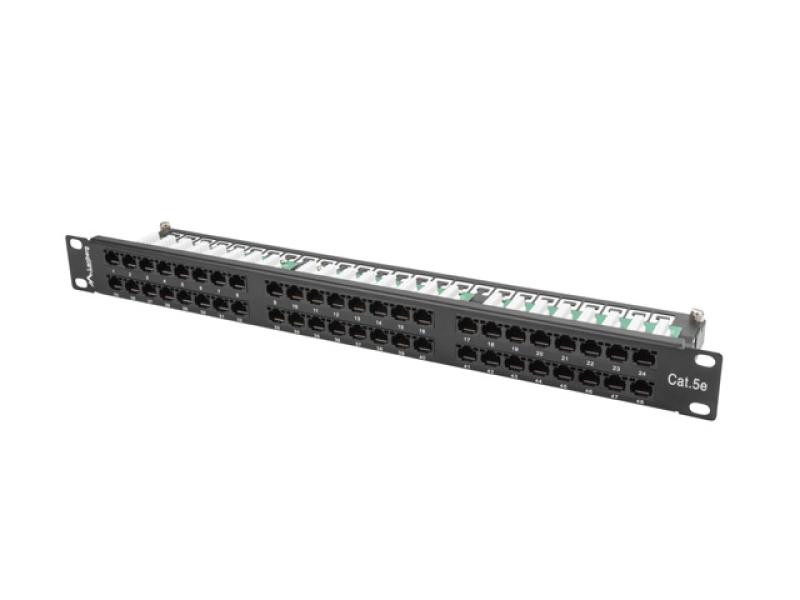 Patch panel 48 porturi 1U 19" Cat.5e UTP negru