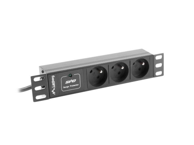 Unitate distributie alimentare PDU 10", 1U, 16A, 3 prize ,