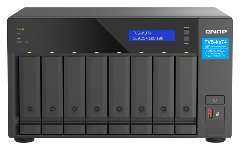 NAS QNAP H874 8-Bay, CPU Intel® Core™ i7 12-core 20-thread