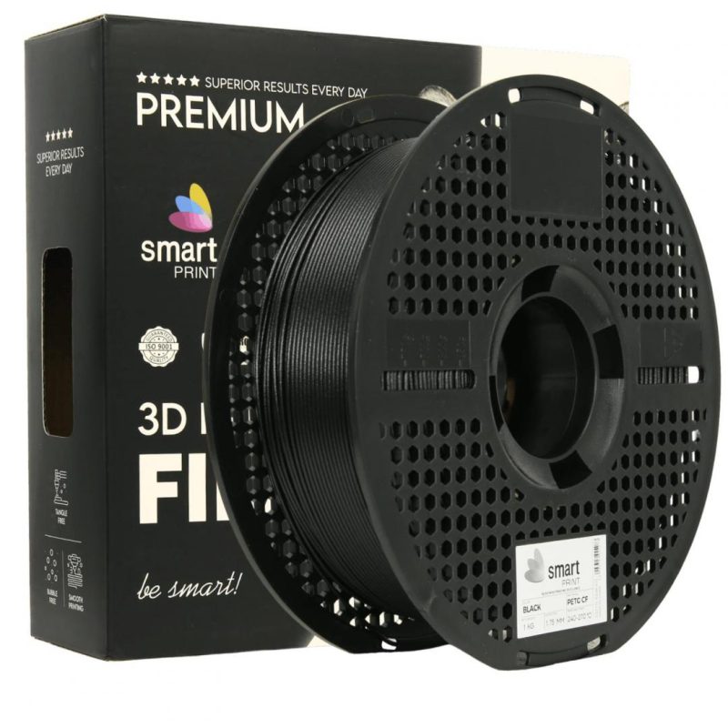 SMART PRINT 3D FILAMENT 1KG PETG+CF BLACK, continut de fibra