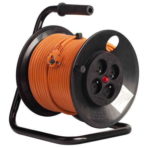 Derulator cu tambur Bachmann, 4prize, 50m, fisa Schuko dreapta ,protectii:
