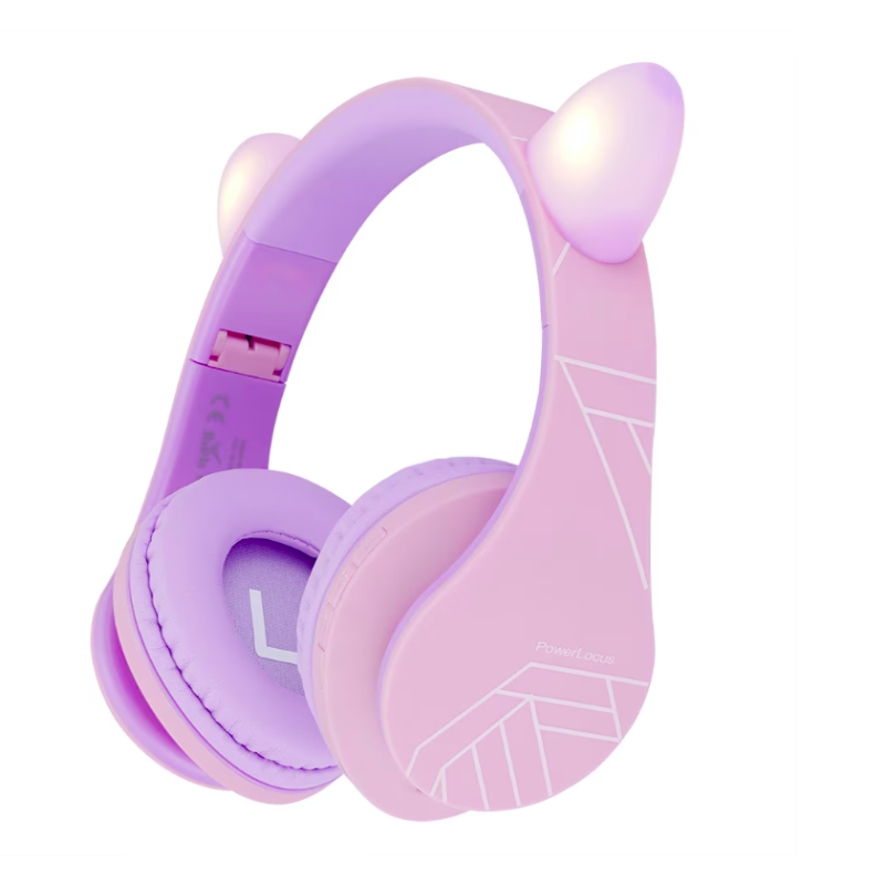 Casti Over-ear PowerLocus KidsCat, Wireless/Wired, Multicolor
