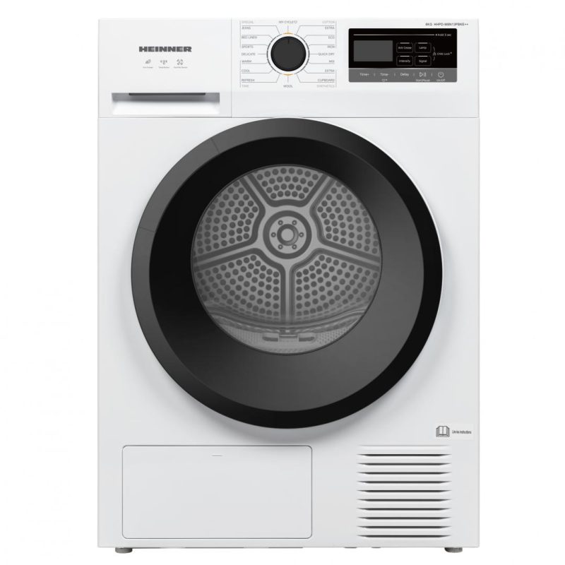 Uscator de rufe HEINNER HHPD-M8N13PBKE++, 8 kg, Clasa: E, Alb