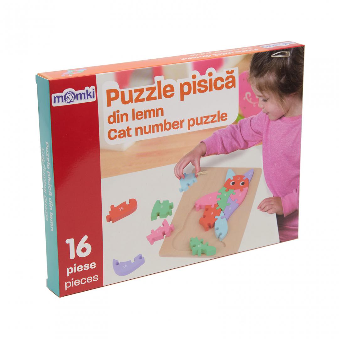 PUZZLE DIN LEMN, PISICA, 16 PIESE, MOMKI - imagine 4