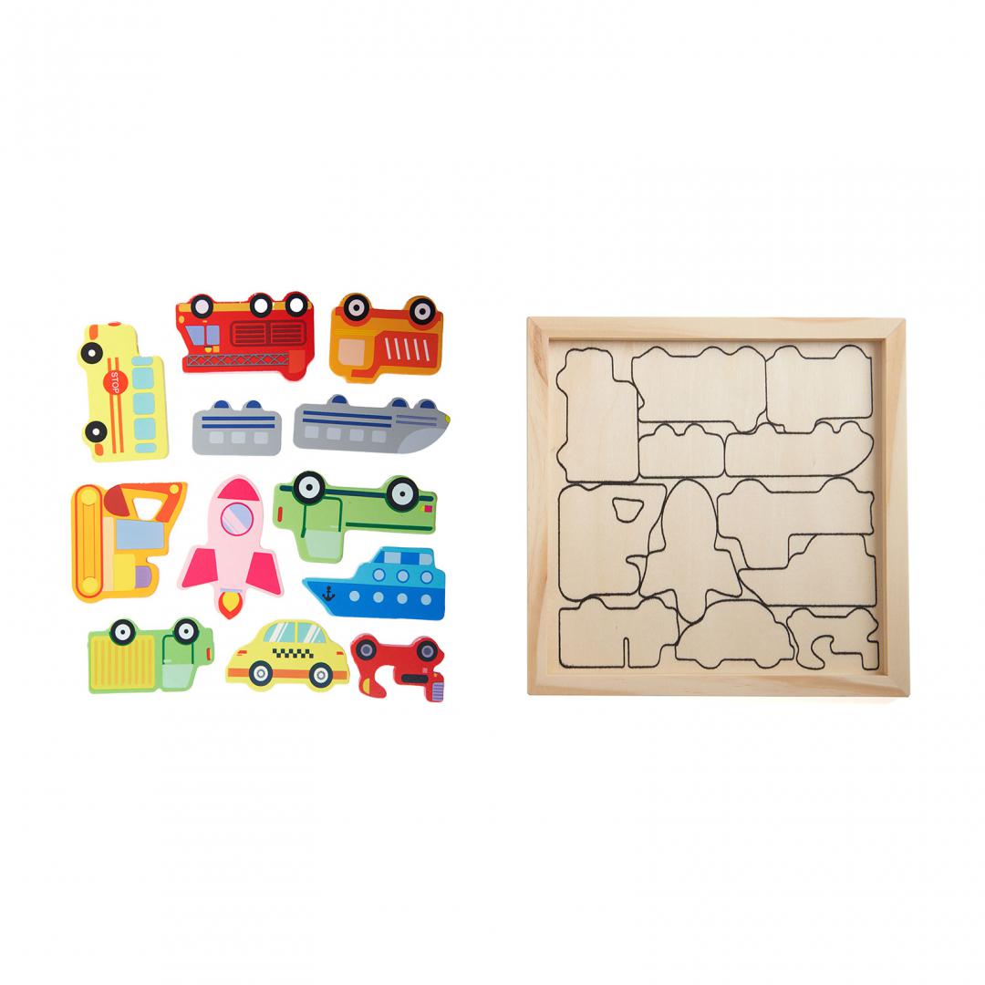 PUZZLE DIN LEMN CU MASINI, 12 PIESE, MOMKI - imagine 3