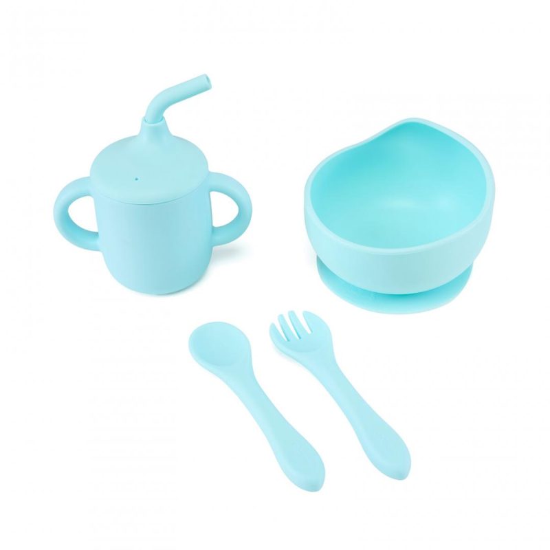 Set 4 piese diversificare din silicon: Cana cu pai, bol