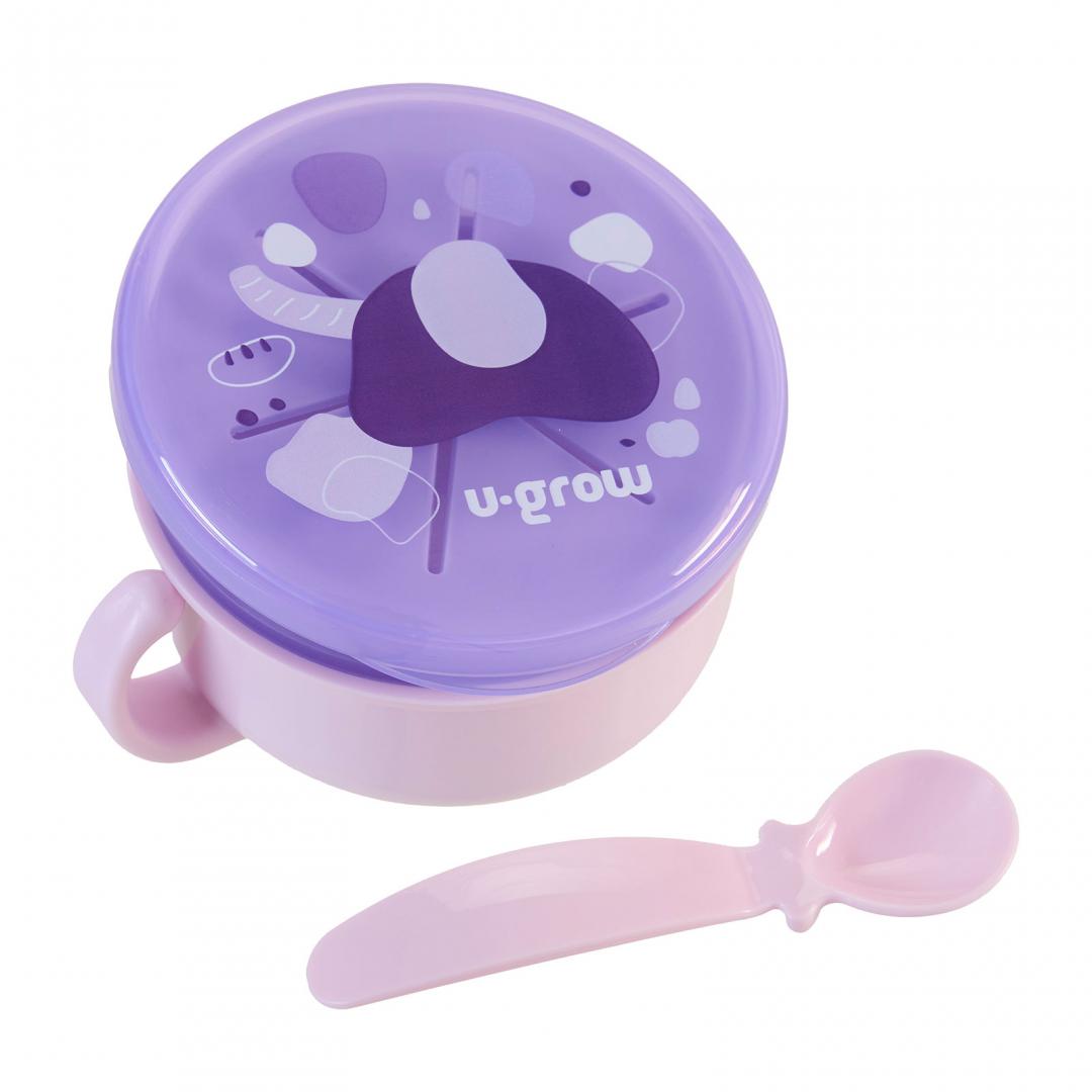 Bol 2 in 1 pentru snackuri cu lingurita, mov, U-Grow - imagine 3