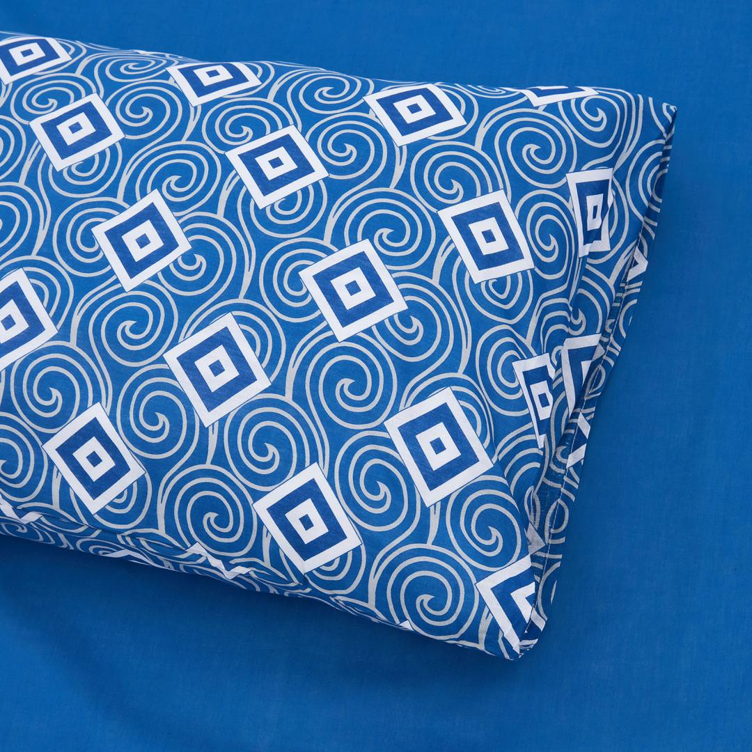 Lenjerie dubla 100% bumbac 4 piese, Blu - imagine 5