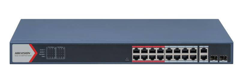 Switch 16 porturi POE Hikvision DS-3E1318P-EI(B), L2, Smart Managed, 16