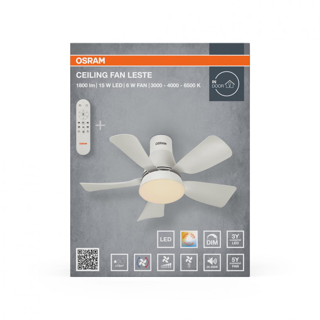 Plafoniera LED CCT cu ventilator Osram Leste cu Telecomanda, 21W, - imagine 3