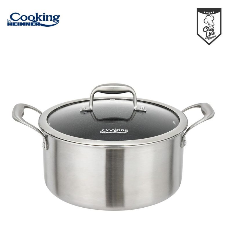 SEMIOALA INOX+CAPAC STICLA IN 3 STRATURI 28x13 CM, 7 L,