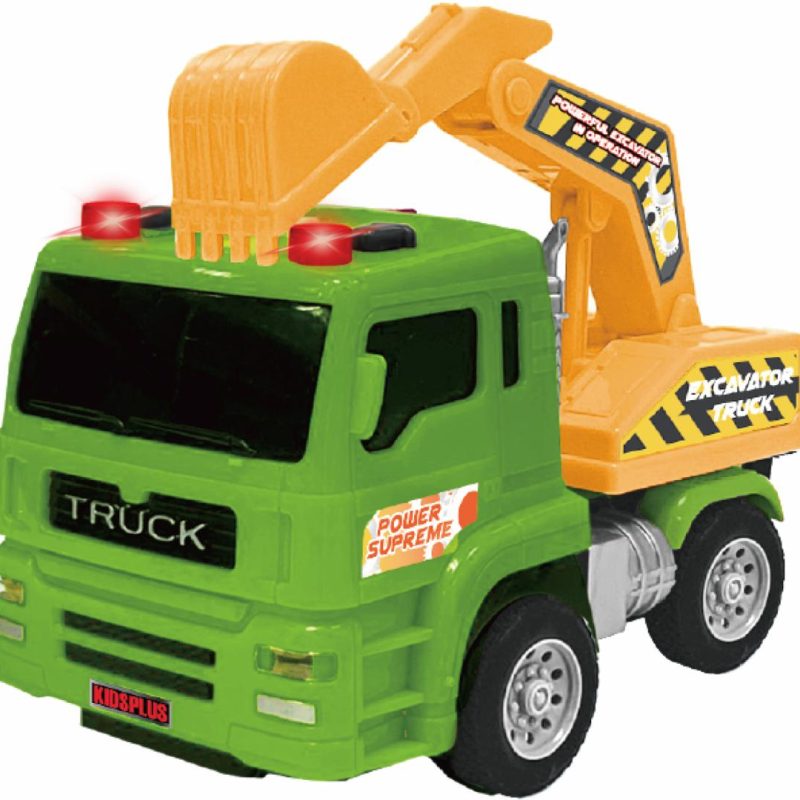VEHICULE CU LUMINI, SUNETE SI FRICTIUNE, SCARA 1/24, 15CM, EXCAVATOR