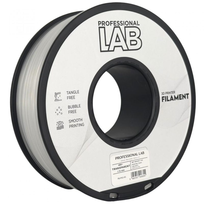PROFESSIONAL LAB 3D FILAMENT 1KG ABS+ TRANSPARENT, Diametru:1.75mm, GreutateL 1KG,
