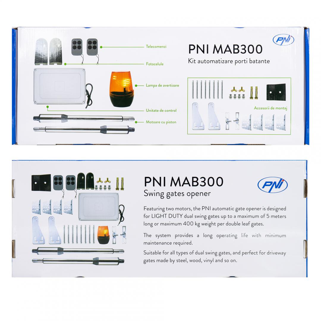 Kit automatizare porti batante PNI MAB300, cu 2 motoare 40W,