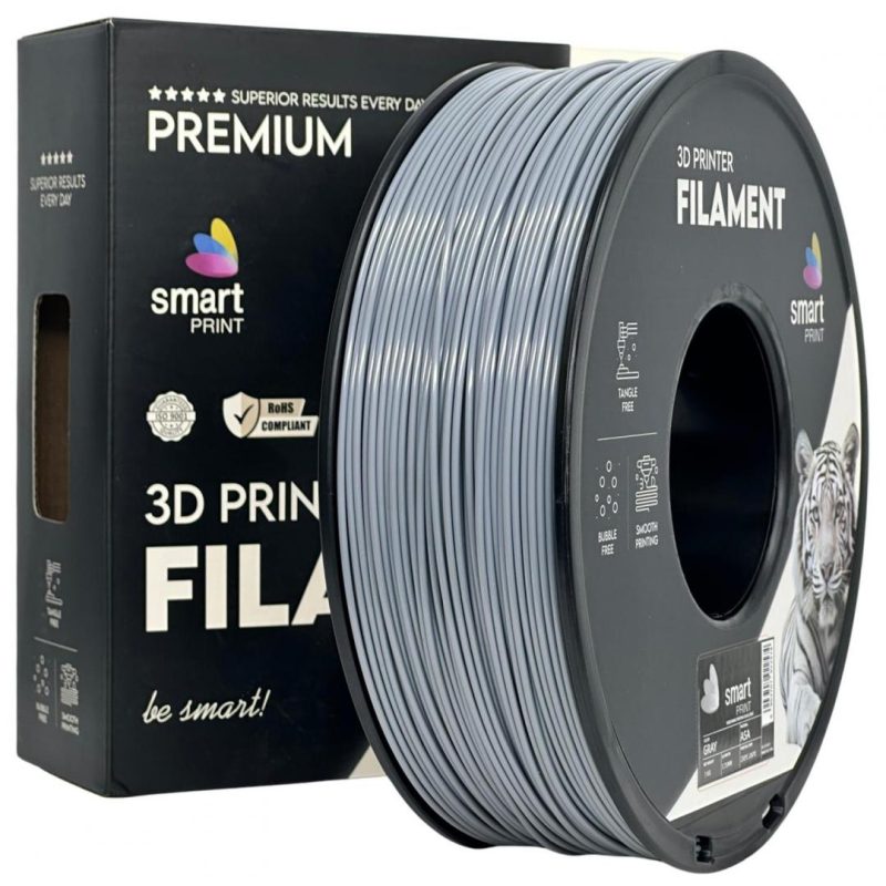 Filament 3D Smart Print, Diamentru 1.75mm, Greutate: 1KG, Culoare: Gri,