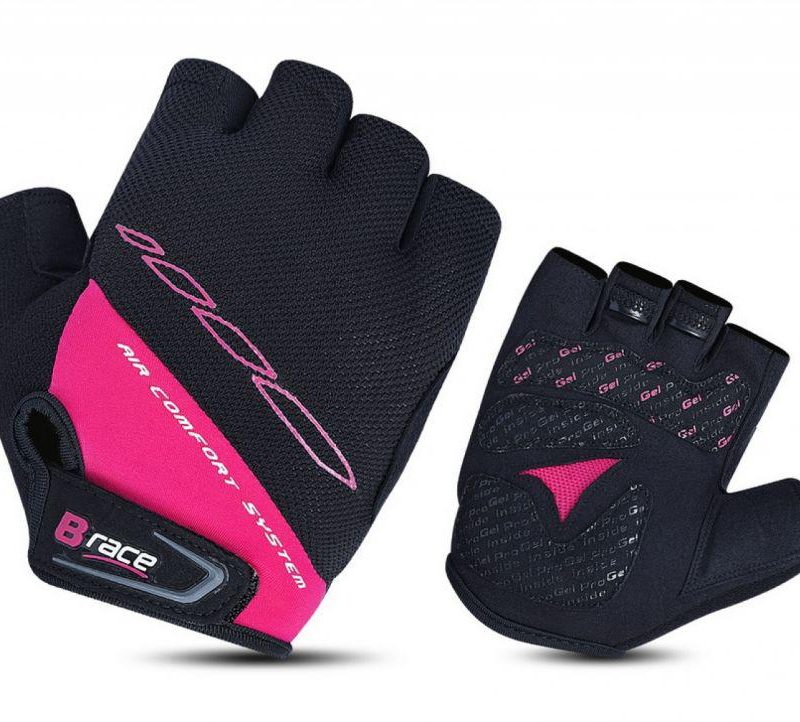 MANUSI B-RACE CU GEL NEGRU/FUXIA, L