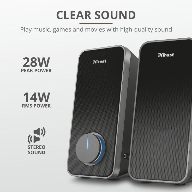 Boxe Stereo Trust Arys 2.0 Speaker Set, 28W, negru - imagine 3