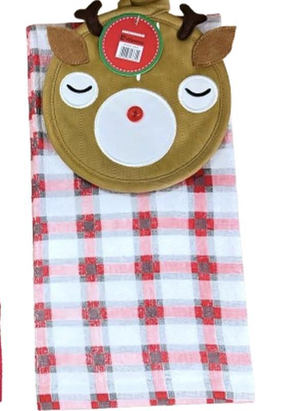 Set 2 piese bucatarie:suport vase,prosop Deer
