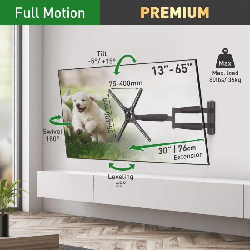 Suport TV de perete Barkan, cu brat 13"- 65", Max