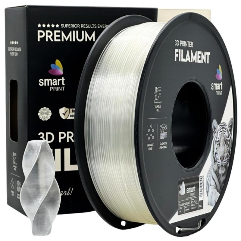 SMART PRINT HS-PLA FILLAMENT 1KG TRANSPARENT, Diametru 1.75mm, Greutate: 1kg,