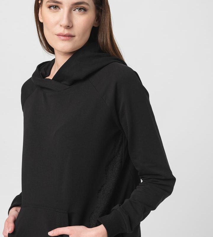 HANORAC COTON DANTELA FEMEI BLACK-XL