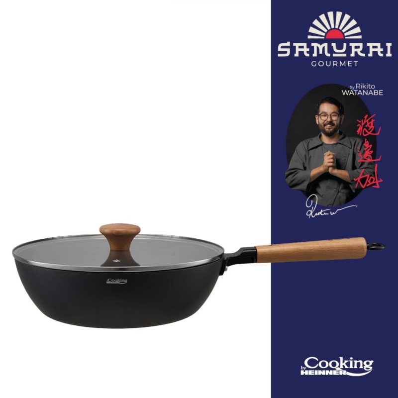 TIGAIE WOK ALUMINIU + CAPAC 28X8 CM, RIKITO WATANABE, SAMURAI