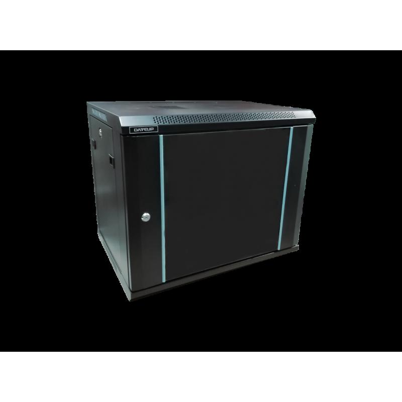 Rack 9U 600x600, dezasamblat, montare pe perete, usa din sticla,