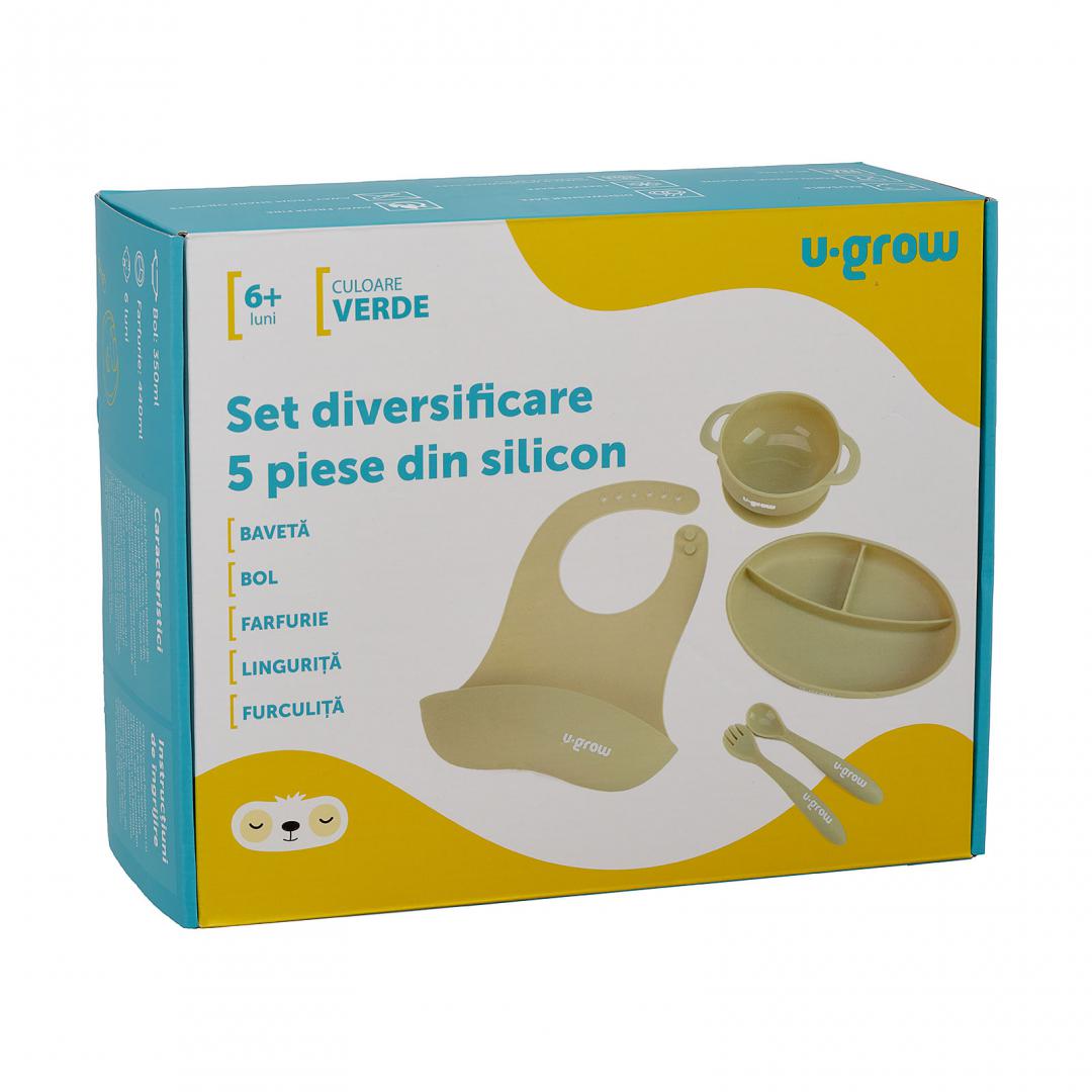 Set diversificare 5 piese silicon : baveta, bol, farfurie, lingurita - imagine 8