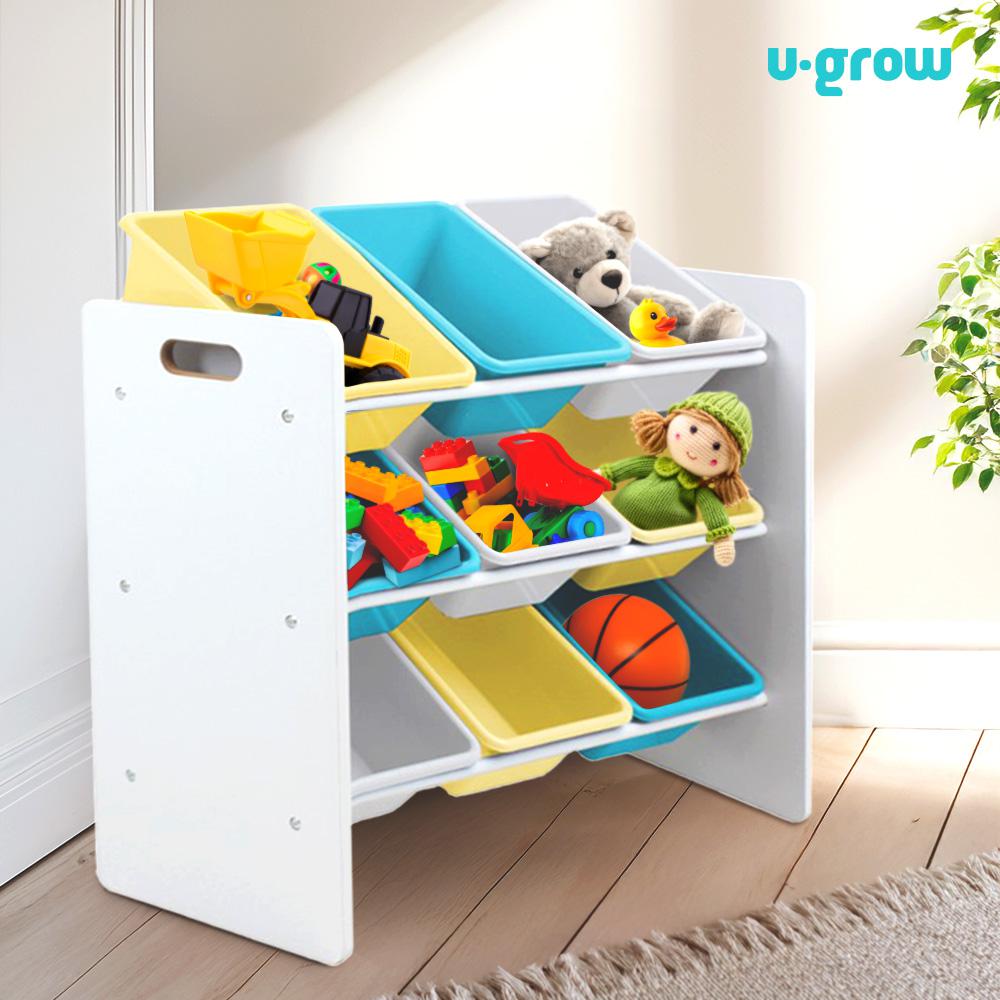 Raft depozitare jucarii cu 9 cosuri blue/galben, U-Grow - imagine 3
