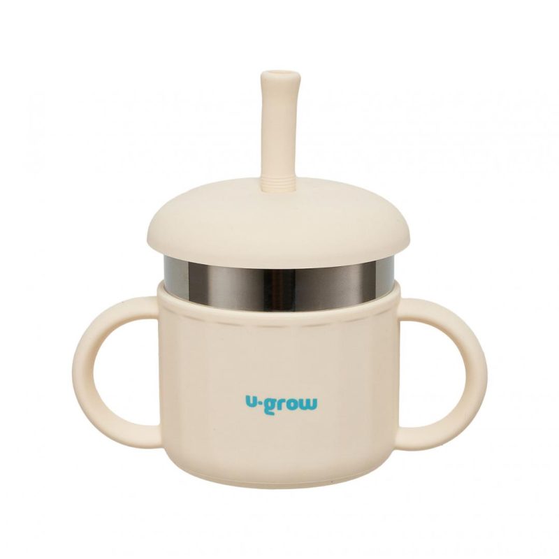 Cana din silicon cu pai si interior din inox,220 ml,