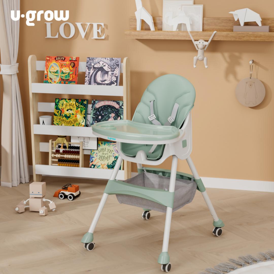 Scaun de masa 2 in 1, pliabil, verde, U-Grow - imagine 9