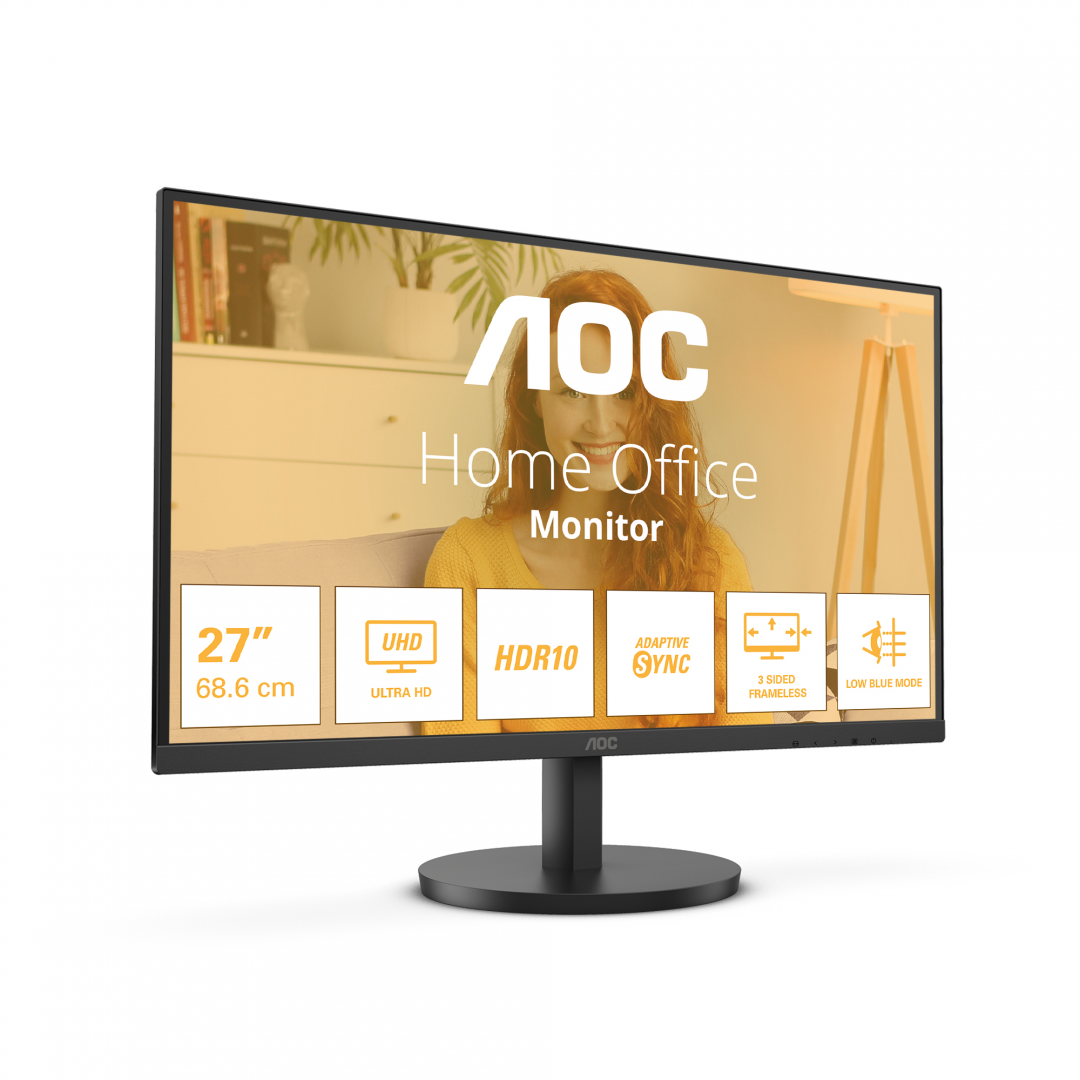 Monitor Consumer AOC U27B3M, 27", 3840 x 2160 pixeli, Black,