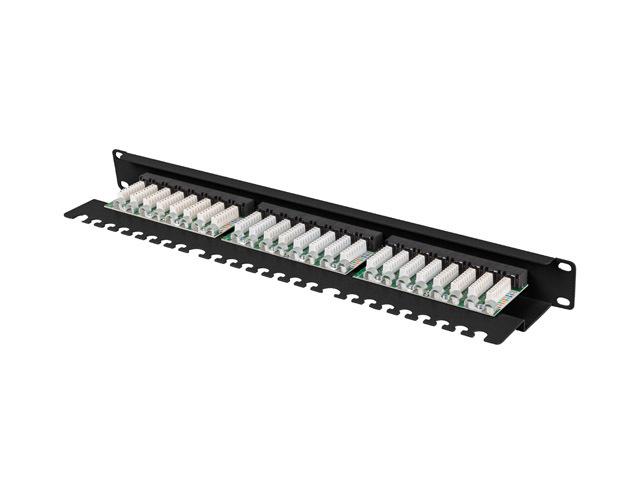 Patch panel 24 porturi 1U 19" Cat.6 UTP cu organizator