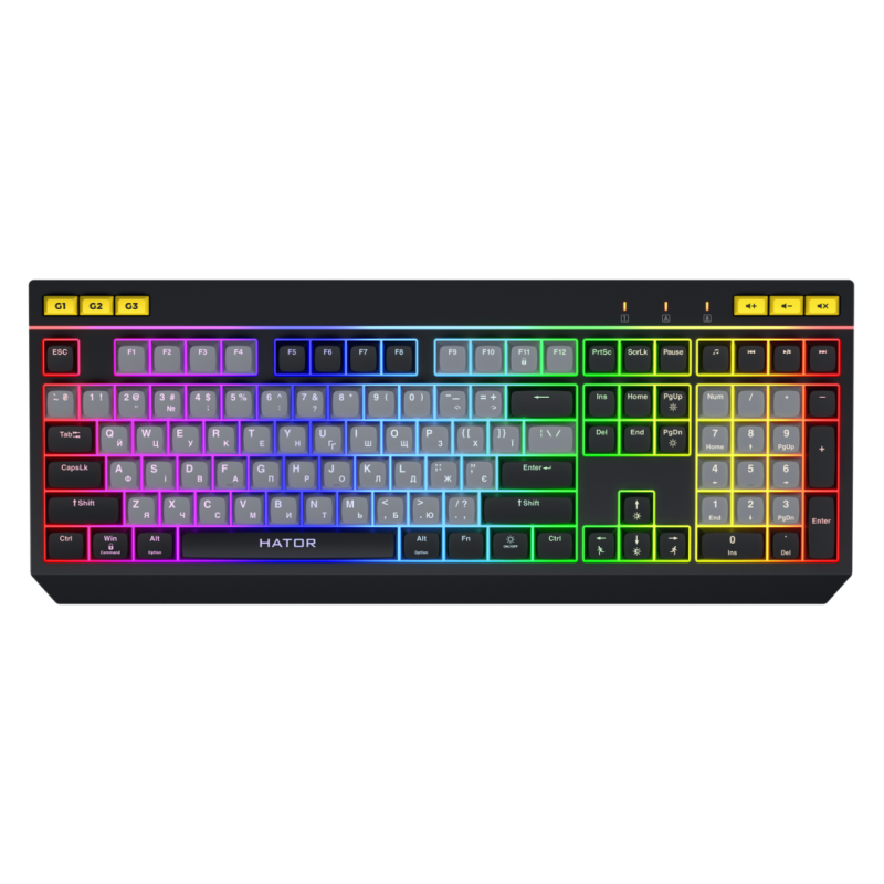 Tastatura Gaming HATOR Icefall, RGB, USB, negru
