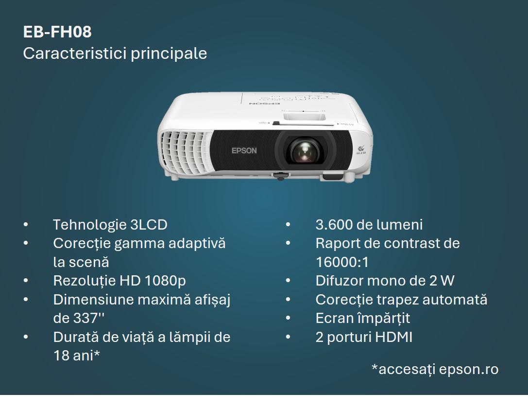 PROJECTOR EPSON EB-FH08, Tehnologie 3LCD, Luminozitate; 3600 Lumeni, Rezolutie: FullHD - imagine 6