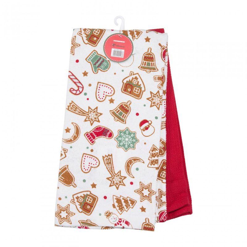 Set 2 prosoape de bucatarie, 38x63 cm,Red