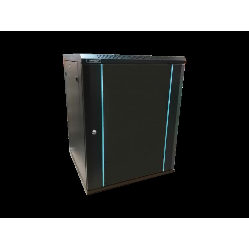 Rack 12U 600x450, dezasamblat, montare pe perete, usa din sticla,