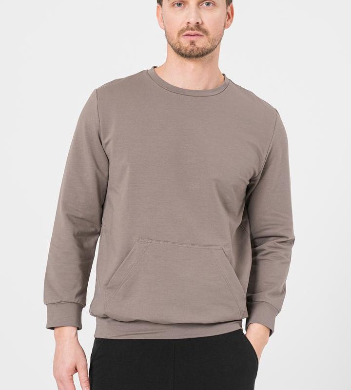 BLUZA COTON CASUAL BARBATI TAUPE-XL