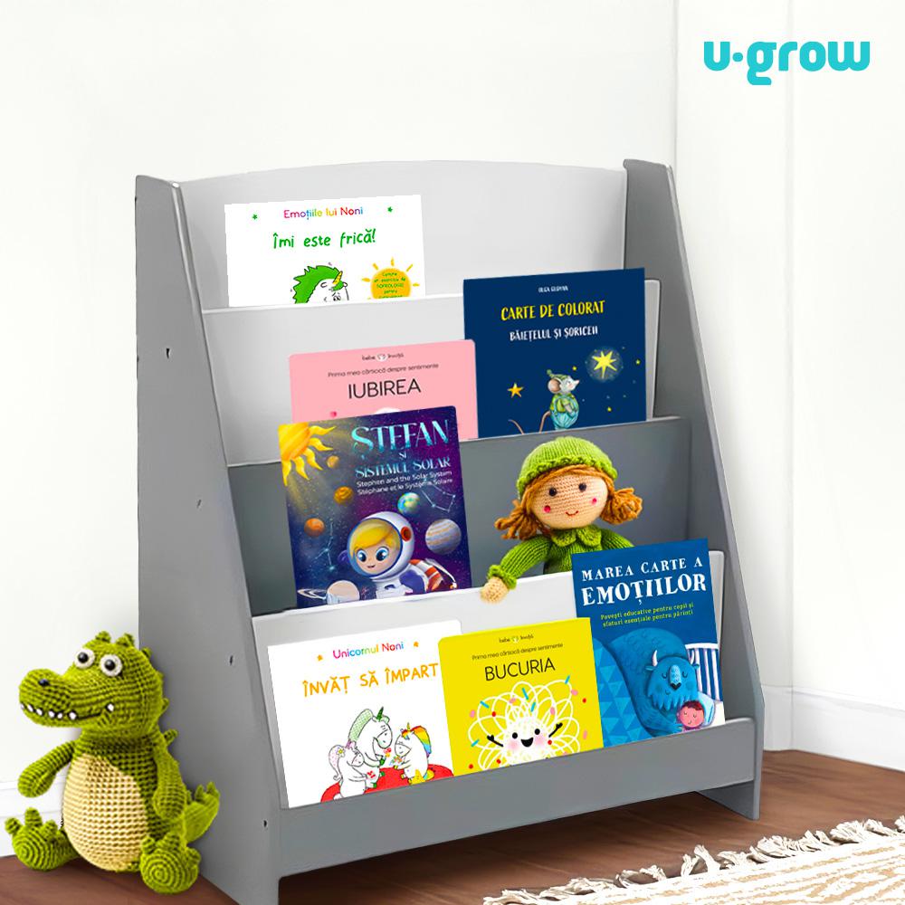 Raft depozitare carti, gri, MDF, U-Grow - imagine 4