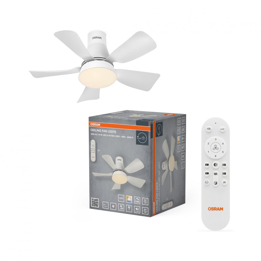 Plafoniera LED CCT cu ventilator Osram Leste cu Telecomanda, 21W,