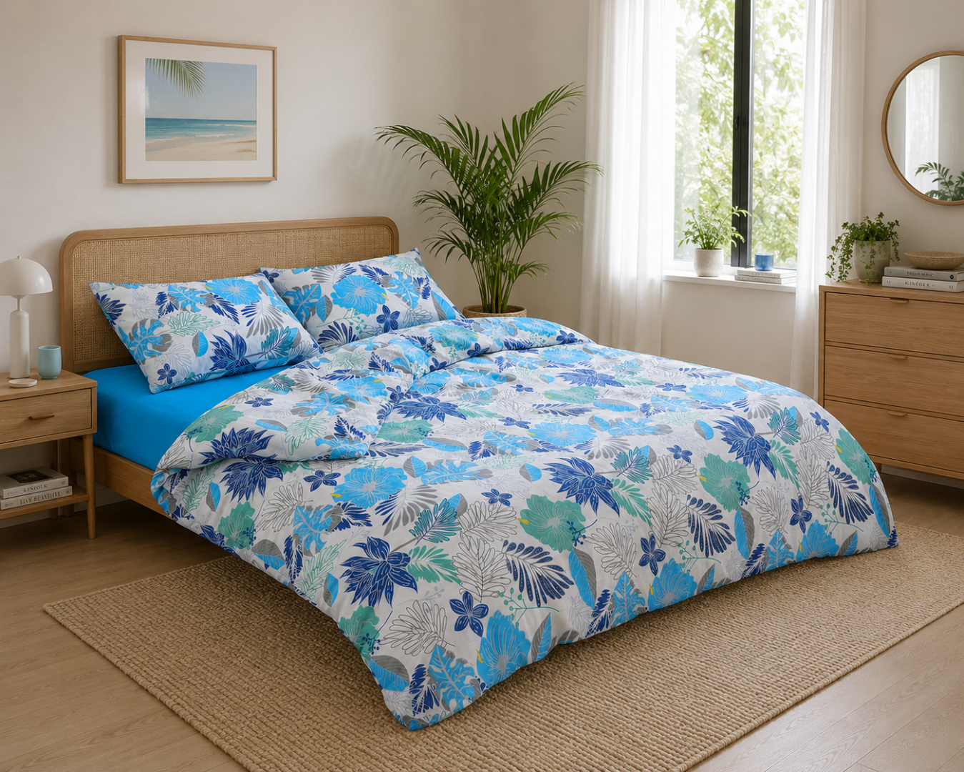 Lenjerie kingsize, bumbac,132 TC, Ciel - imagine 3