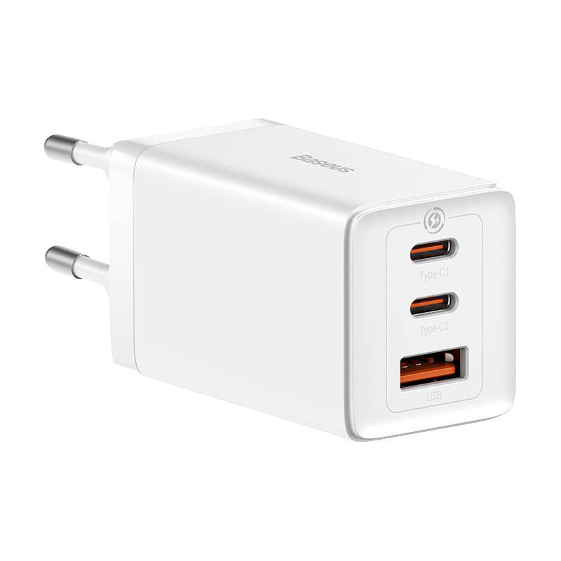 Incarcator retea Baseus GaN5 Pro, 65 W, 3 porturi, Alb